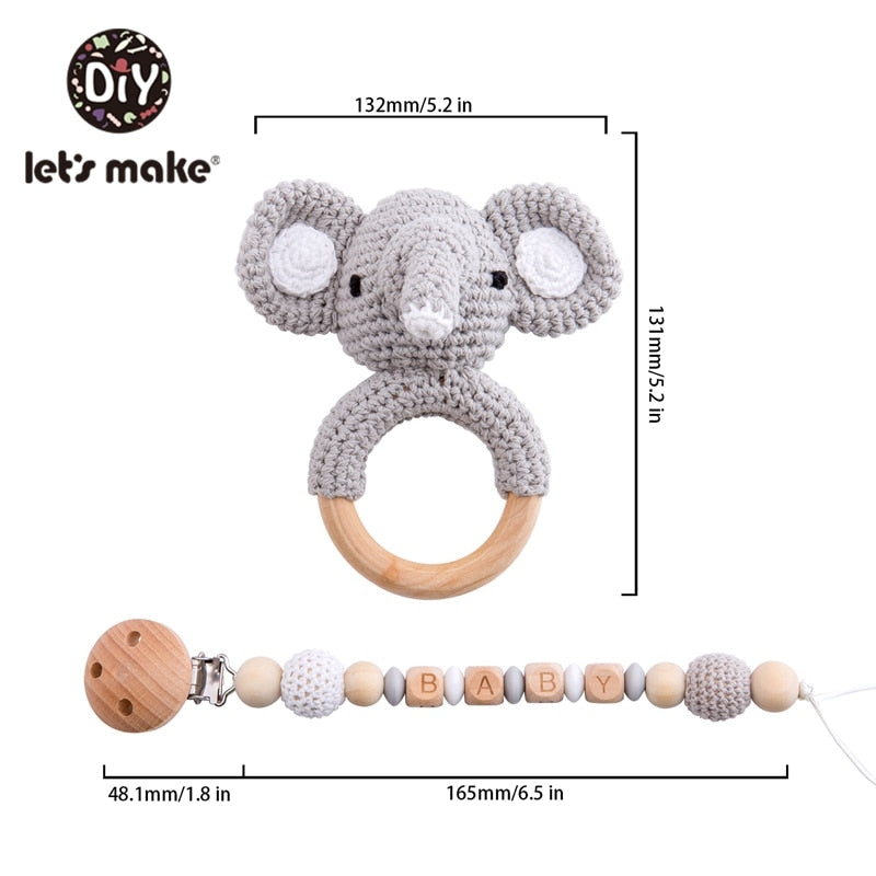 Crochet Animal Toy with Pacifier Clip