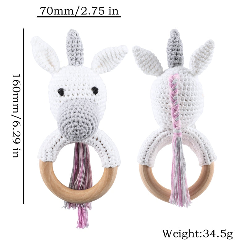 Crochet Animal Toy with Pacifier Clip