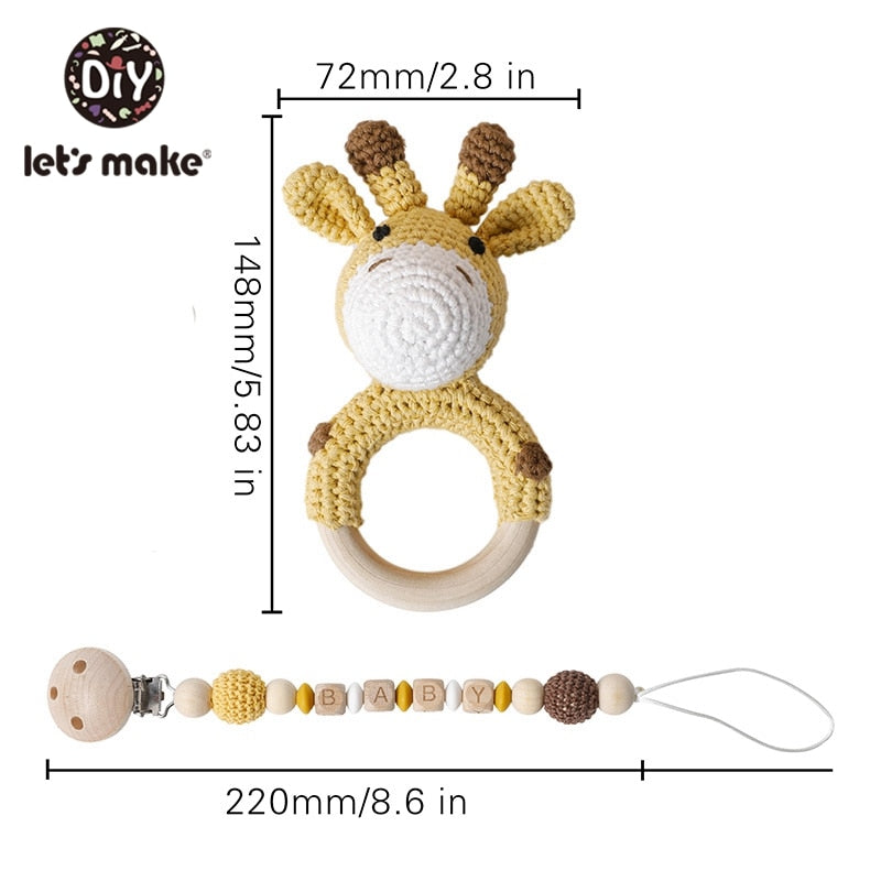 Crochet Animal Toy with Pacifier Clip