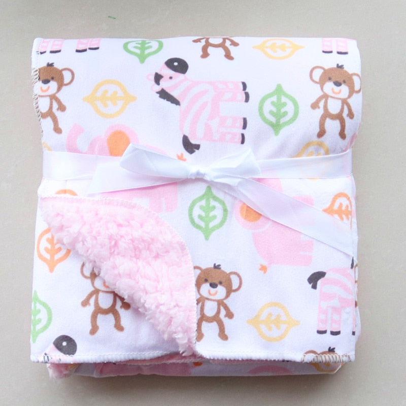 Baby Blankets/Thicken Double Layer Fleece Infant Swaddle