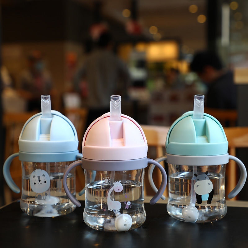 Baby Bottle with Straw and Handles