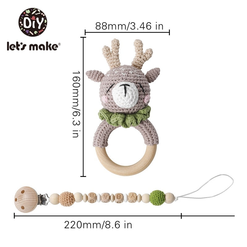 Crochet Animal Toy with Pacifier Clip