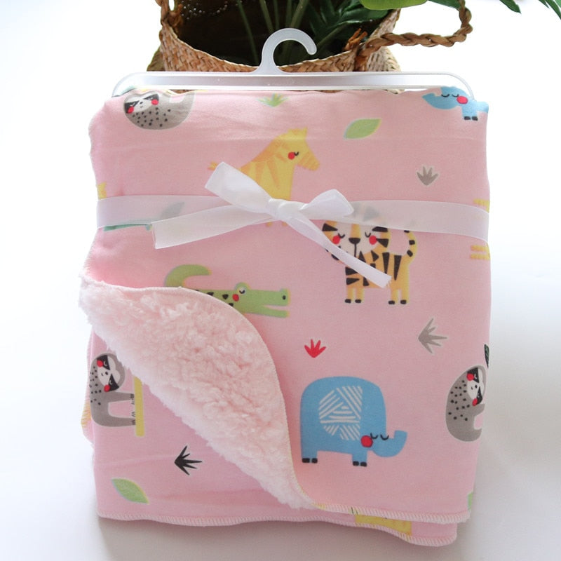 Baby Blankets/Thicken Double Layer Fleece Infant Swaddle