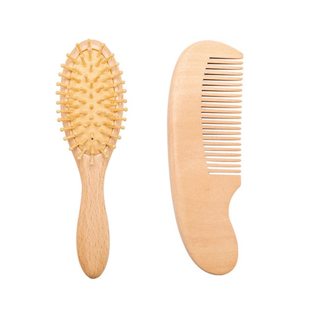 Wooden Brush, Comb, Infant Head Massager