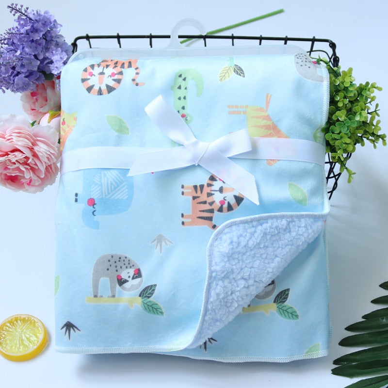 Baby Blankets/Thicken Double Layer Fleece Infant Swaddle