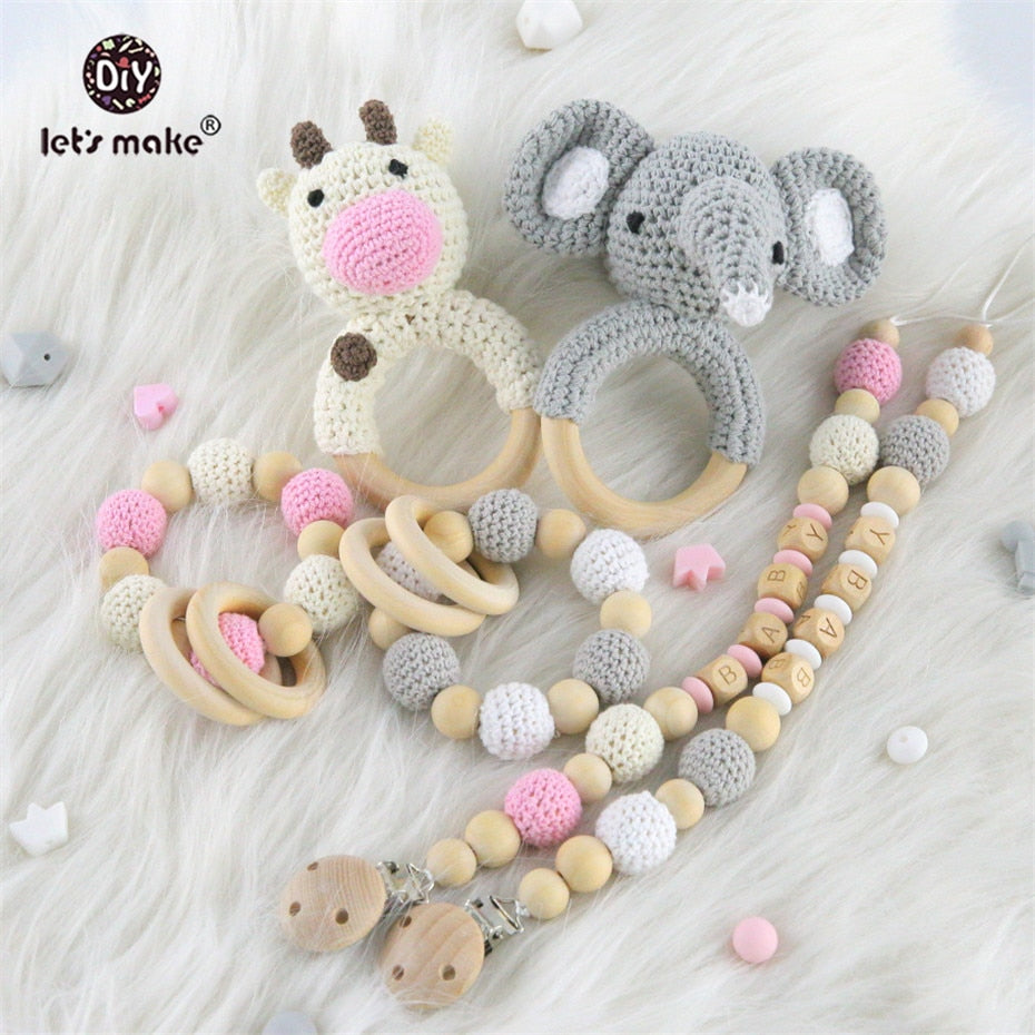 Crochet Animal Toy with Pacifier Clip