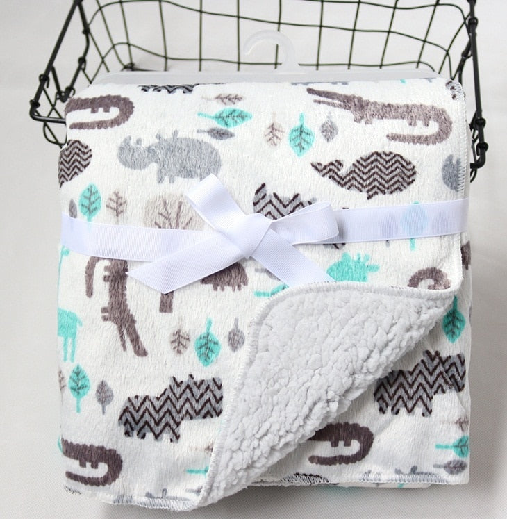 Baby Blankets/Thicken Double Layer Fleece Infant Swaddle