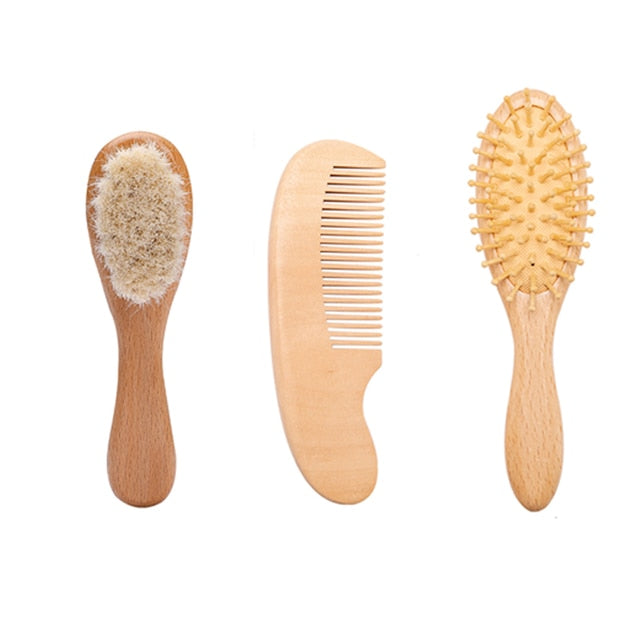 Wooden Brush, Comb, Infant Head Massager