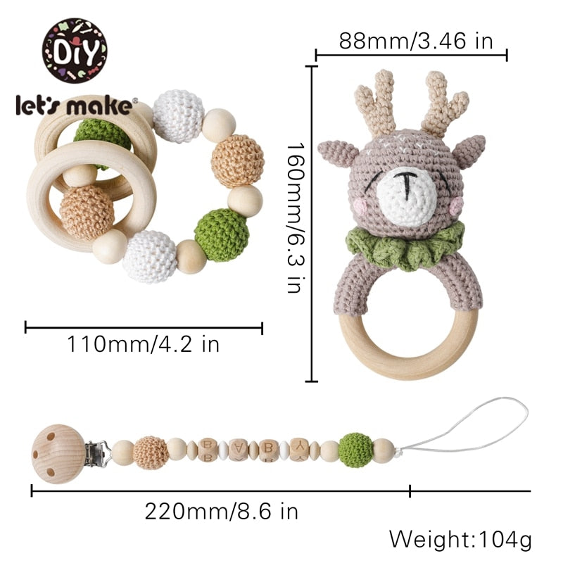 Crochet Animal Toy with Pacifier Clip