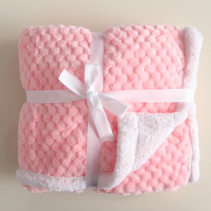 Baby Blankets/Thicken Double Layer Fleece Infant Swaddle