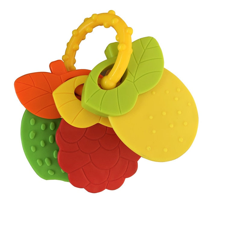 Classic Keyring Teether Toys - Soft Silicone - Fruit & Key Shapes