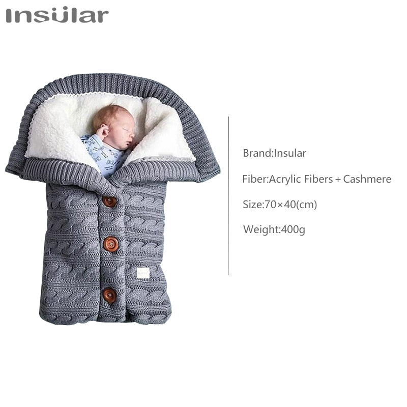 Warm Knitted Sleep Sack Baby Sleeping Bag with Footmuff for Stroller and Crib