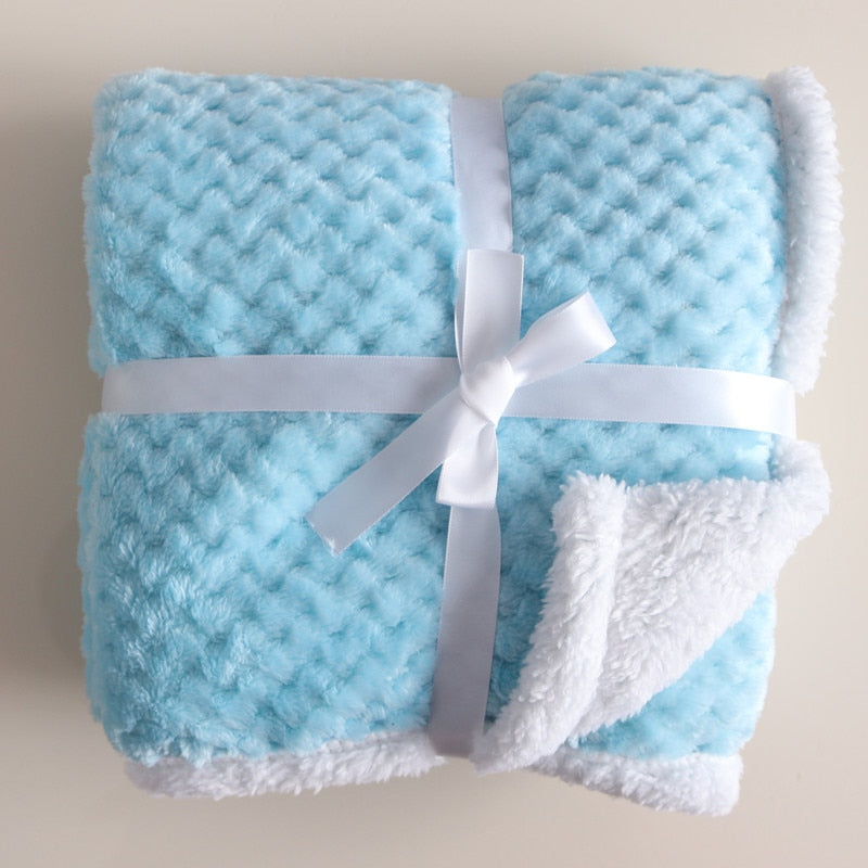 Baby Blankets/Thicken Double Layer Fleece Infant Swaddle