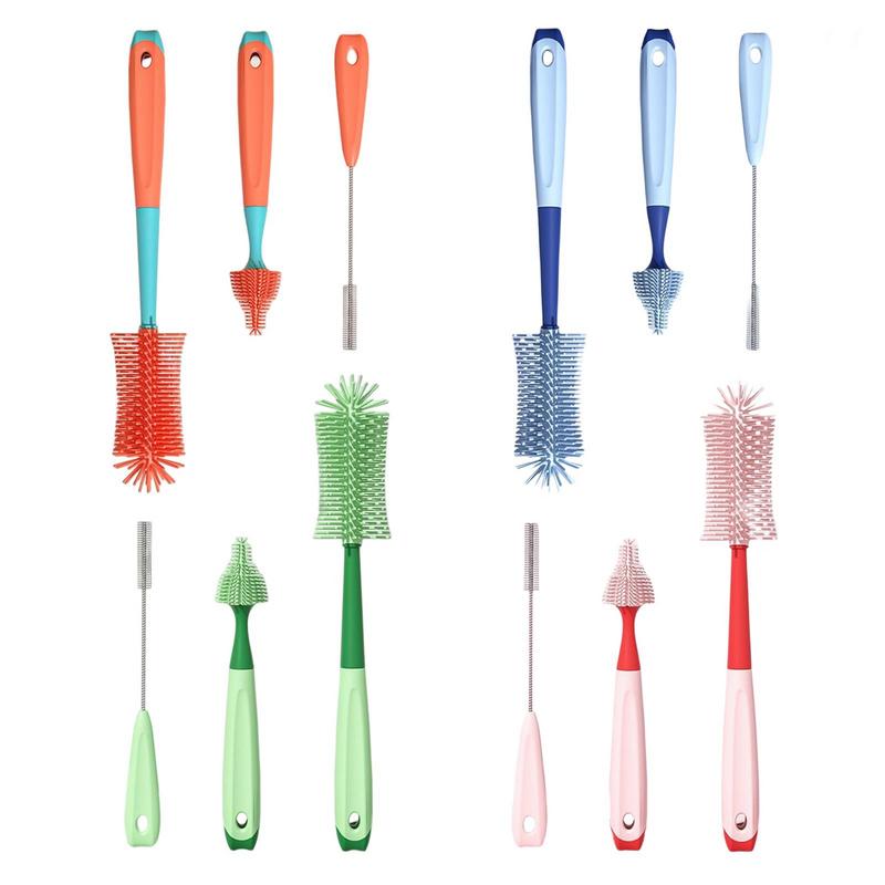 3/4pc Cute Cactus Multi-functional Baby Bottle Cleaning Brushes