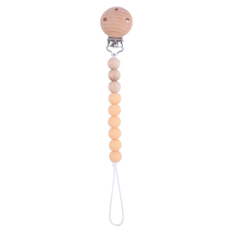 Beech Wood Chew Silicone Bead Pacifier Clips