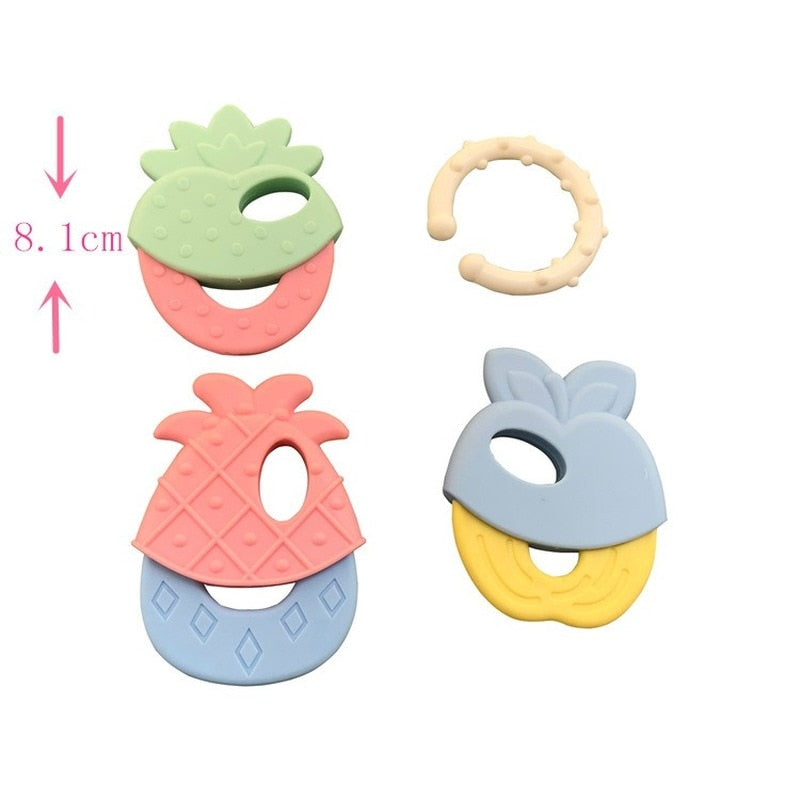 Classic Keyring Teether Toys - Soft Silicone - Fruit & Key Shapes