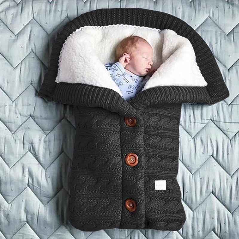 Warm Knitted Sleep Sack Baby Sleeping Bag with Footmuff for Stroller and Crib