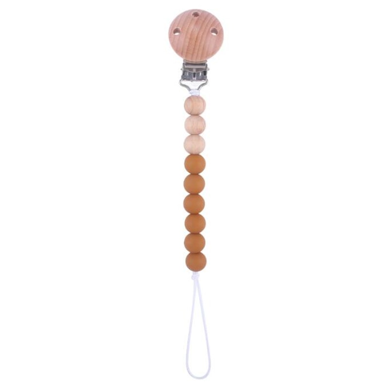 Beech Wood Chew Silicone Bead Pacifier Clips