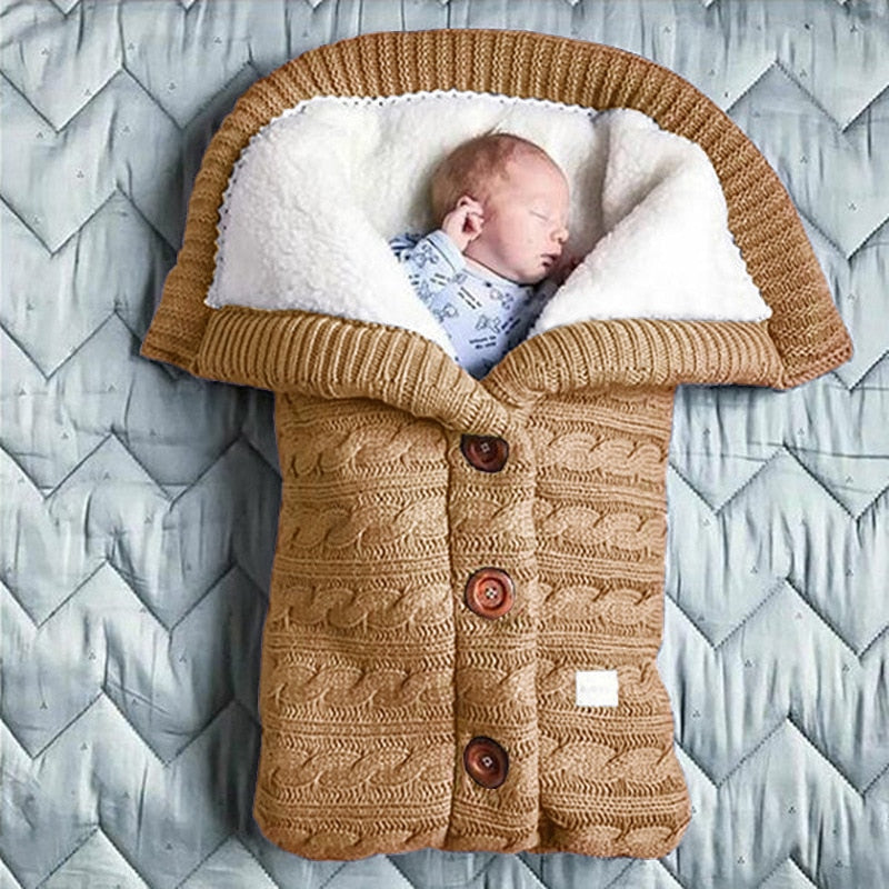 Warm Knitted Sleep Sack Baby Sleeping Bag with Footmuff for Stroller and Crib