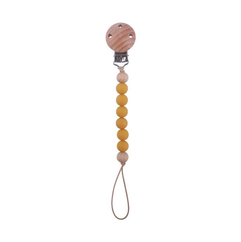 Beech Wood Chew Silicone Bead Pacifier Clips