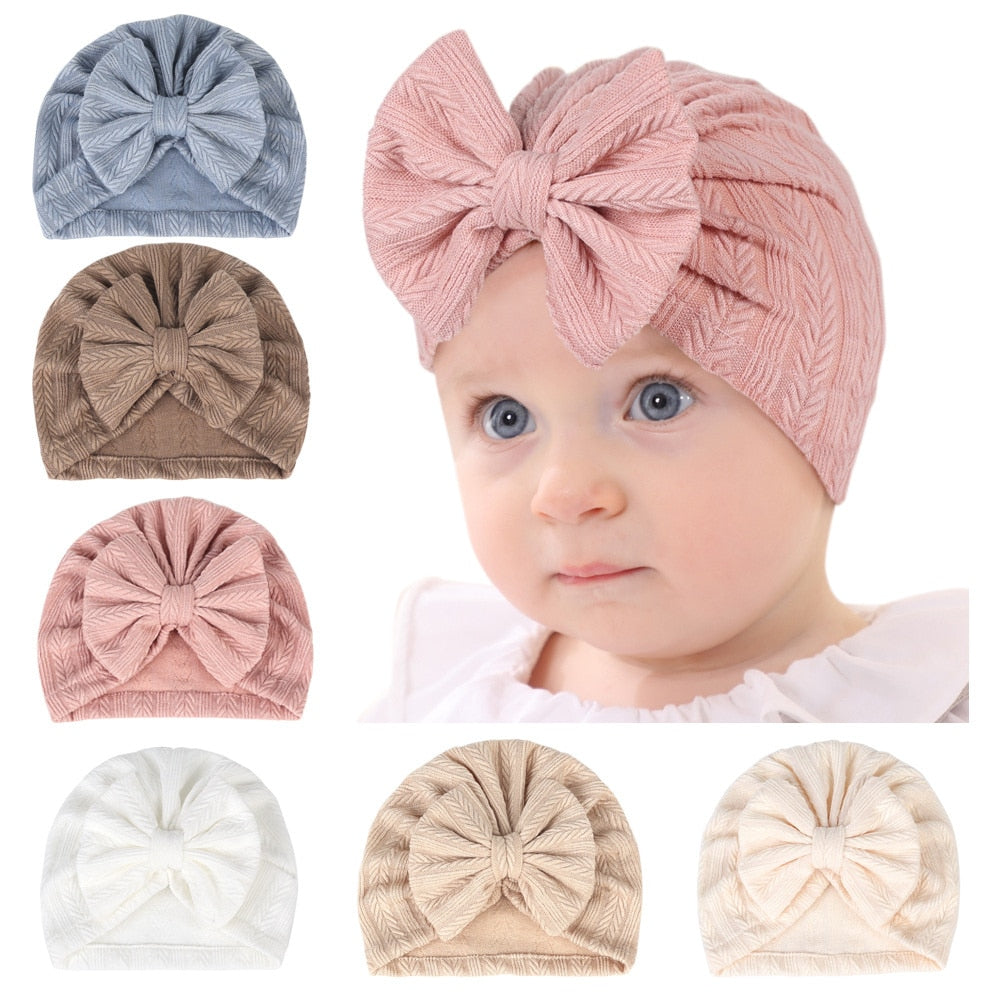 Big Bow Soft Baby Hat - Cap or Band Style