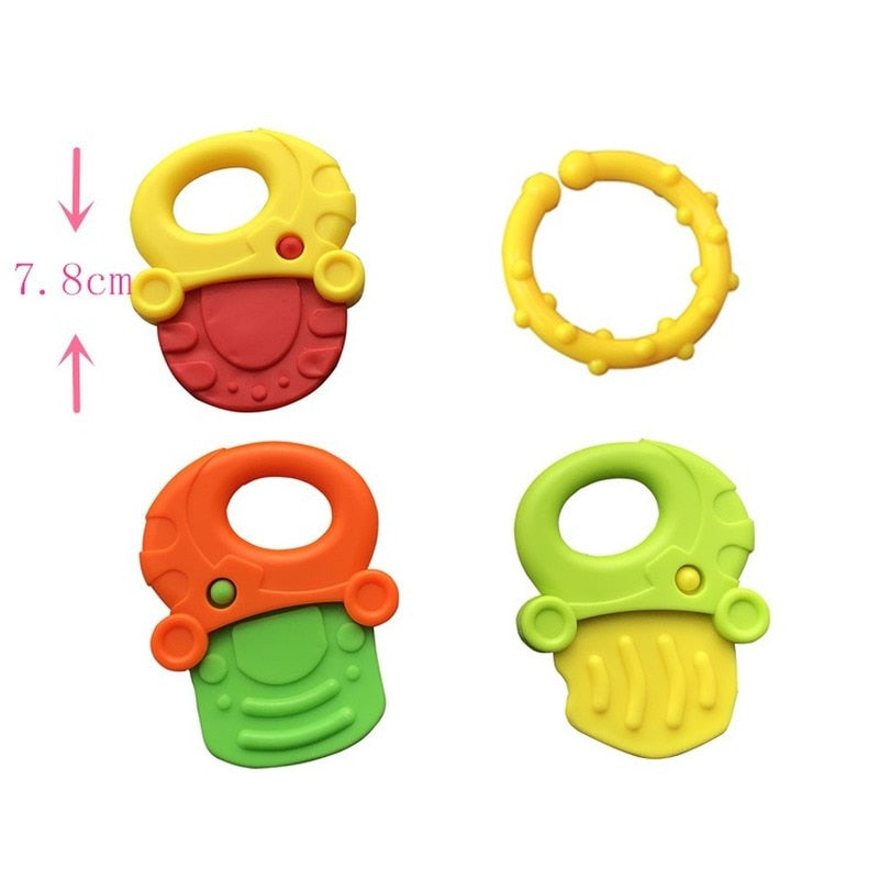 Classic Keyring Teether Toys - Soft Silicone - Fruit & Key Shapes