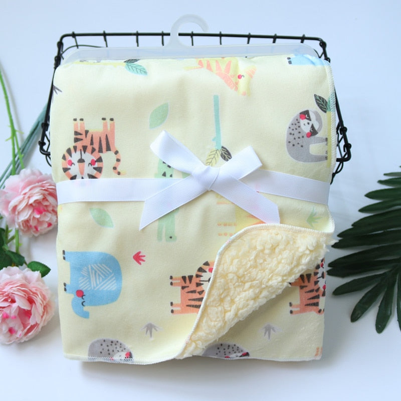 Baby Blankets/Thicken Double Layer Fleece Infant Swaddle