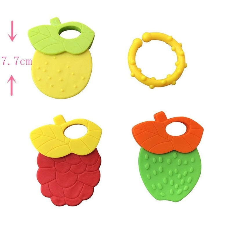 Classic Keyring Teether Toys - Soft Silicone - Fruit & Key Shapes