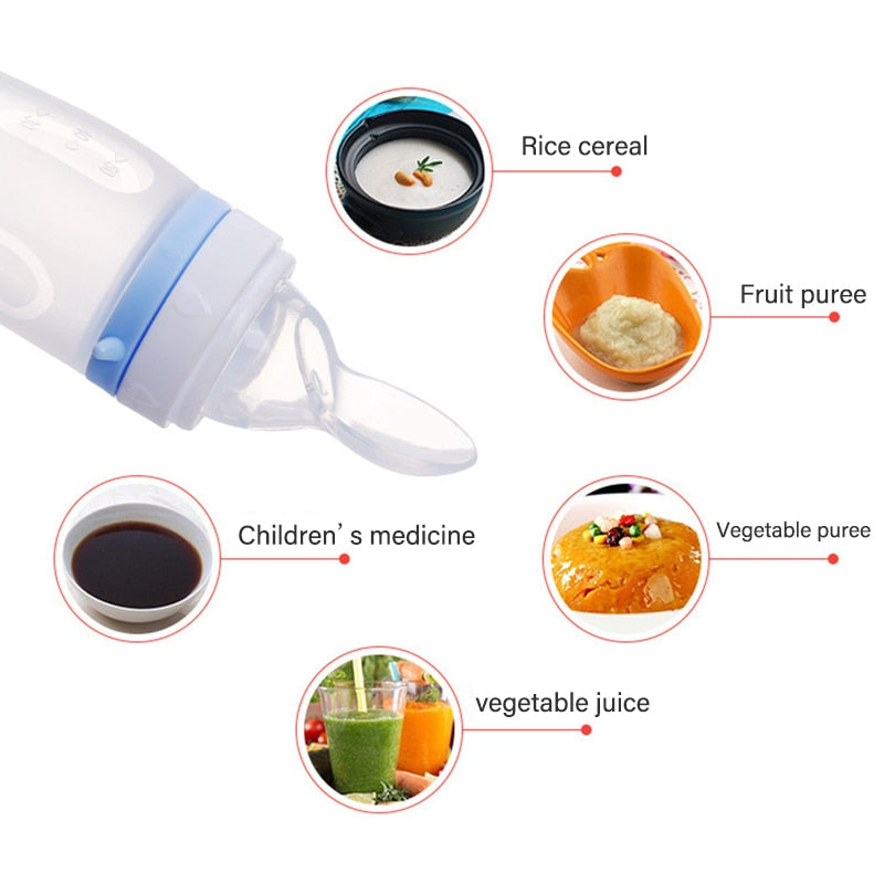 Baby Feeding Bottle with Dolphin Silicone Spoon