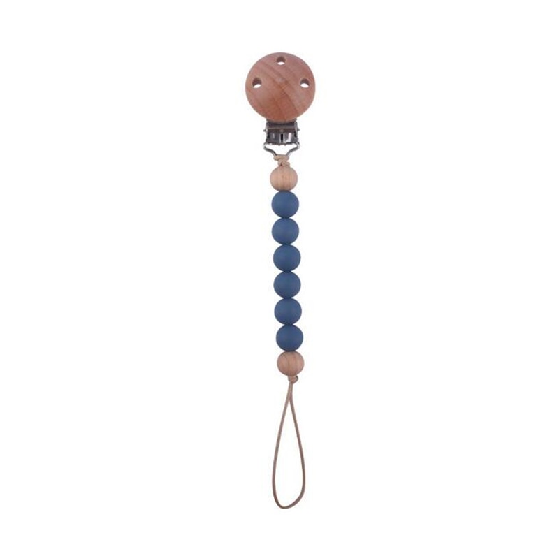 Beech Wood Chew Silicone Bead Pacifier Clips