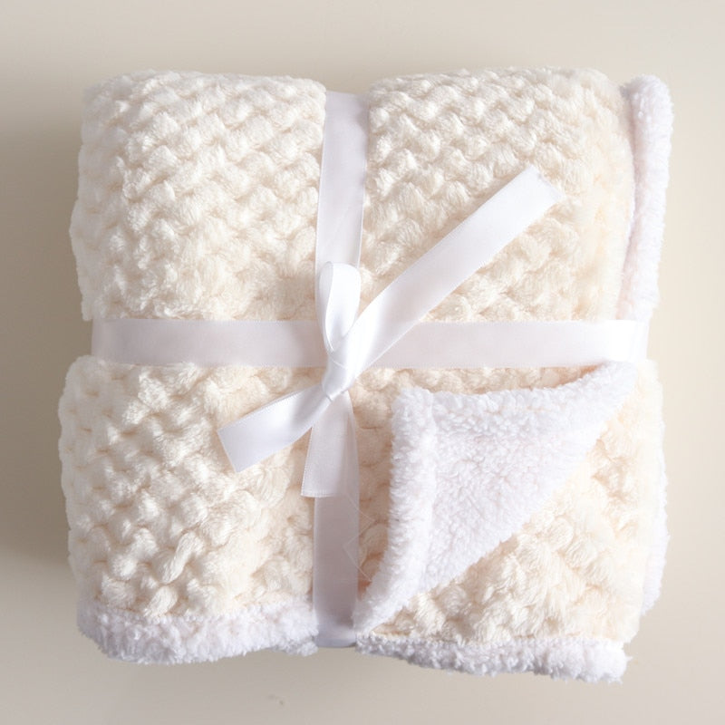 Baby Blankets/Thicken Double Layer Fleece Infant Swaddle