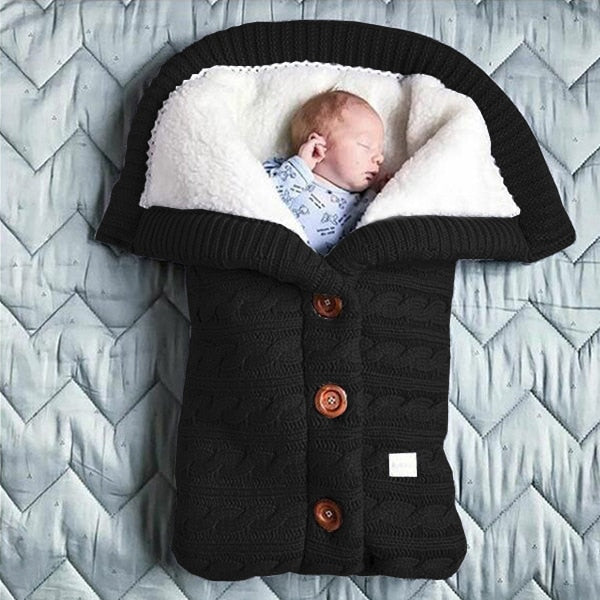 Warm Knitted Sleep Sack Baby Sleeping Bag with Footmuff for Stroller and Crib