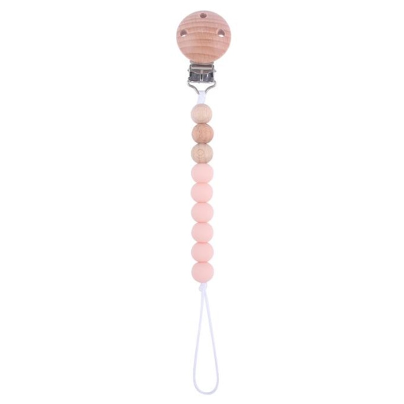 Beech Wood Chew Silicone Bead Pacifier Clips