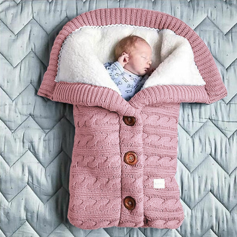 Warm Knitted Sleep Sack Baby Sleeping Bag with Footmuff for Stroller and Crib