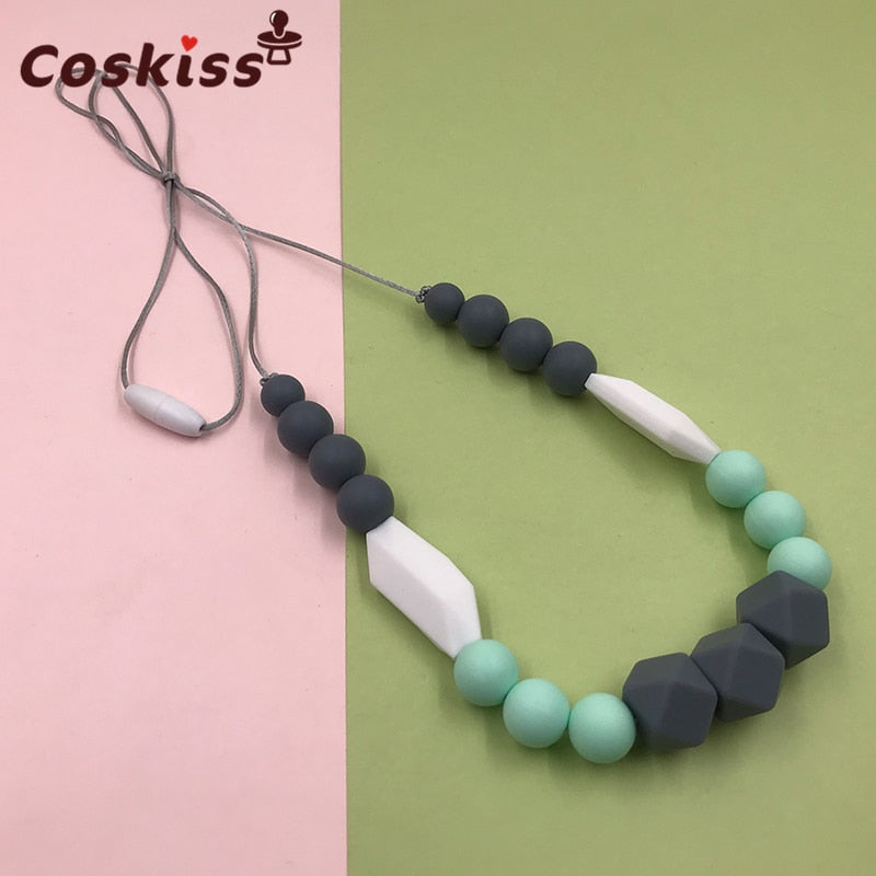 Silicone Baby Teething Necklace - Nursing Mom Necklace Toy