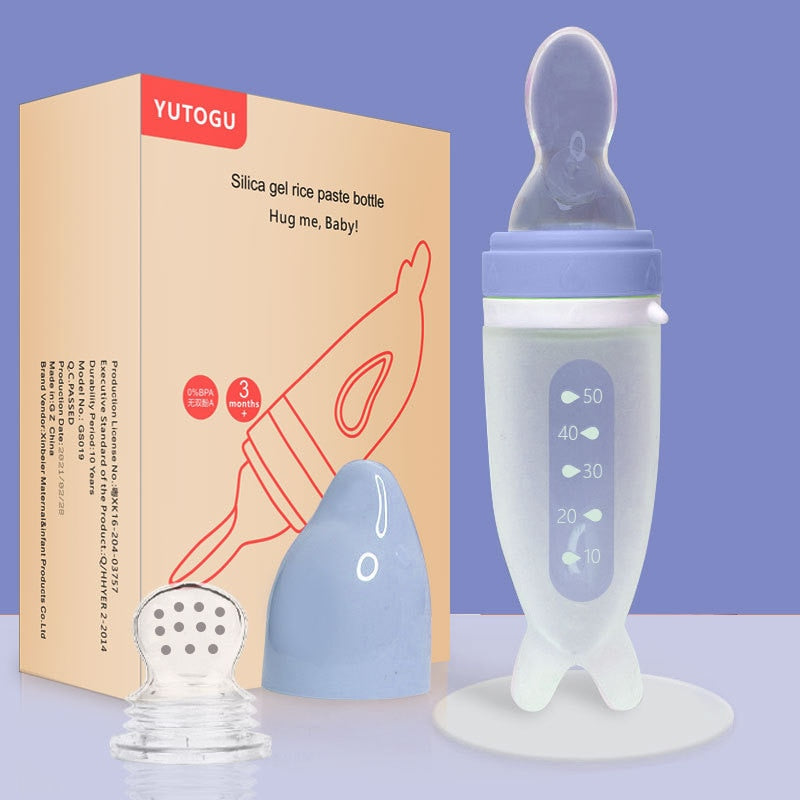 Baby Feeding Bottle with Dolphin Silicone Spoon