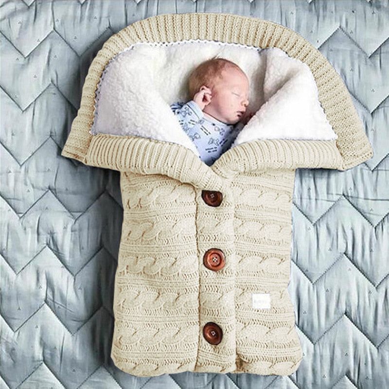 Warm Knitted Sleep Sack Baby Sleeping Bag with Footmuff for Stroller and Crib