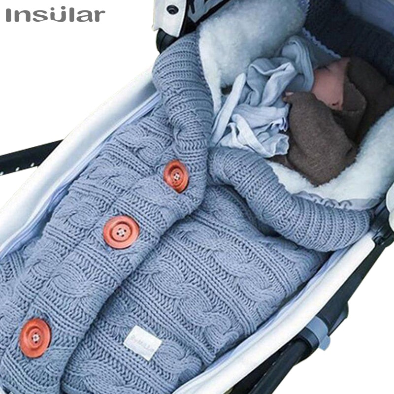 Warm Knitted Sleep Sack Baby Sleeping Bag with Footmuff for Stroller and Crib