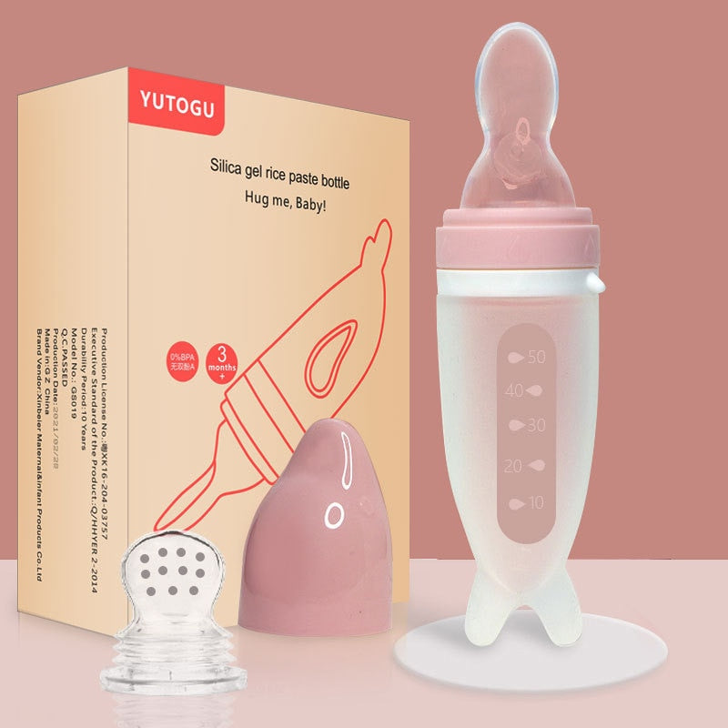 Baby Feeding Bottle with Dolphin Silicone Spoon