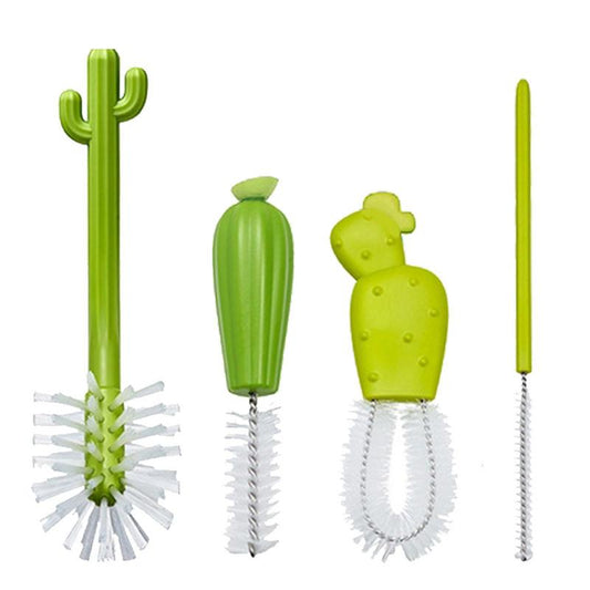 3/4pc Cute Cactus Multi-functional Baby Bottle Cleaning Brushes